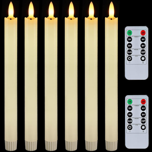 6 Piece Flameless Taper Candles Set