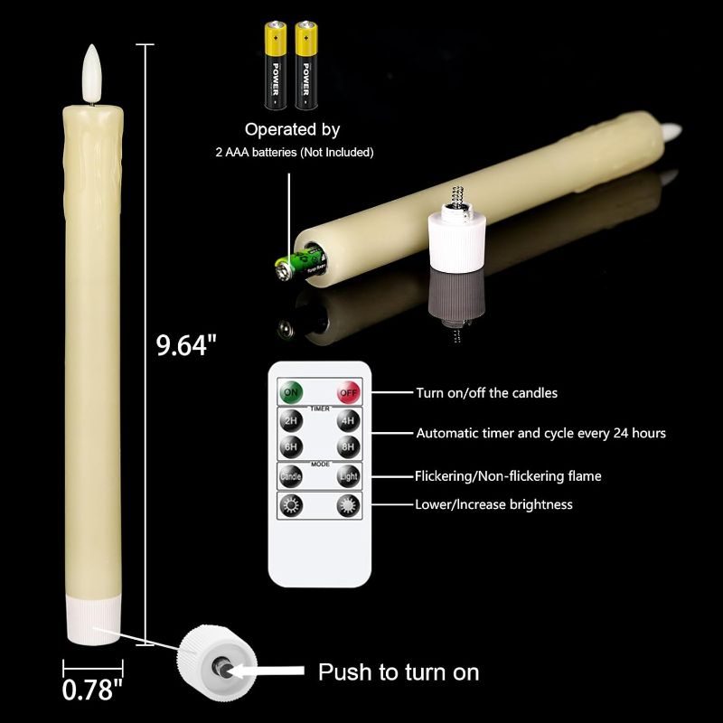 Drip Wax Flameless Taper Candles Flickering With Remote