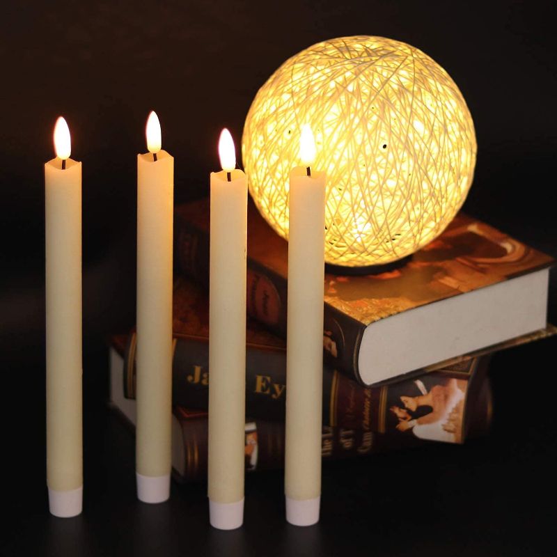 Pack Of 8 Flameless Flickering Taper Candles