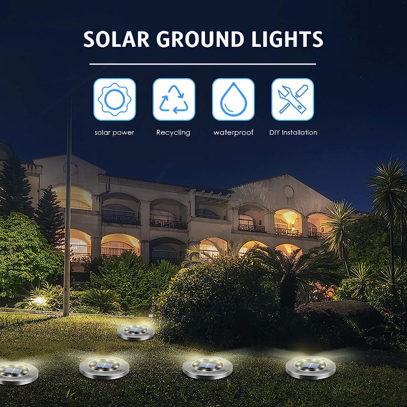 Solar Ground Lights, Waterproof Solar Garden Lights