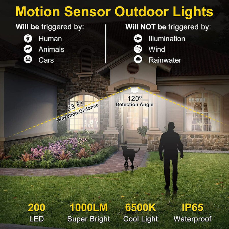 200 LED Motion Sensor Outdoor Solar Lights