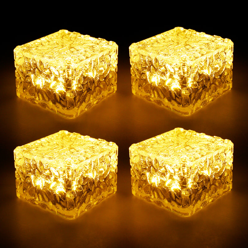 4 Pieces Solar Led Ice Cube Brick Lights