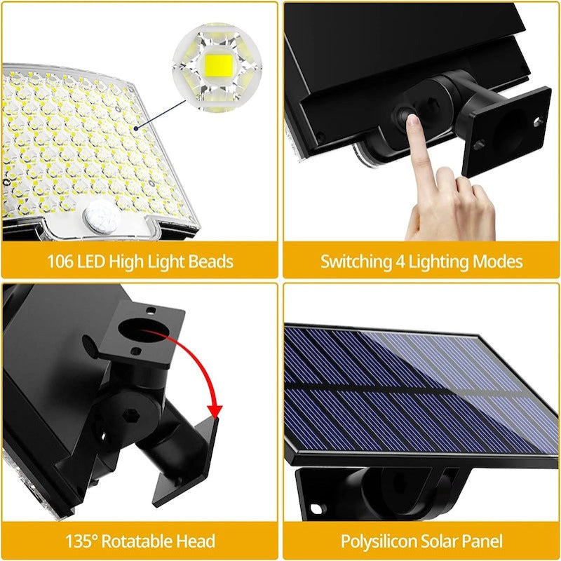 106LED Outdoor Solar Light With Motion Sensor Light With Remote Control