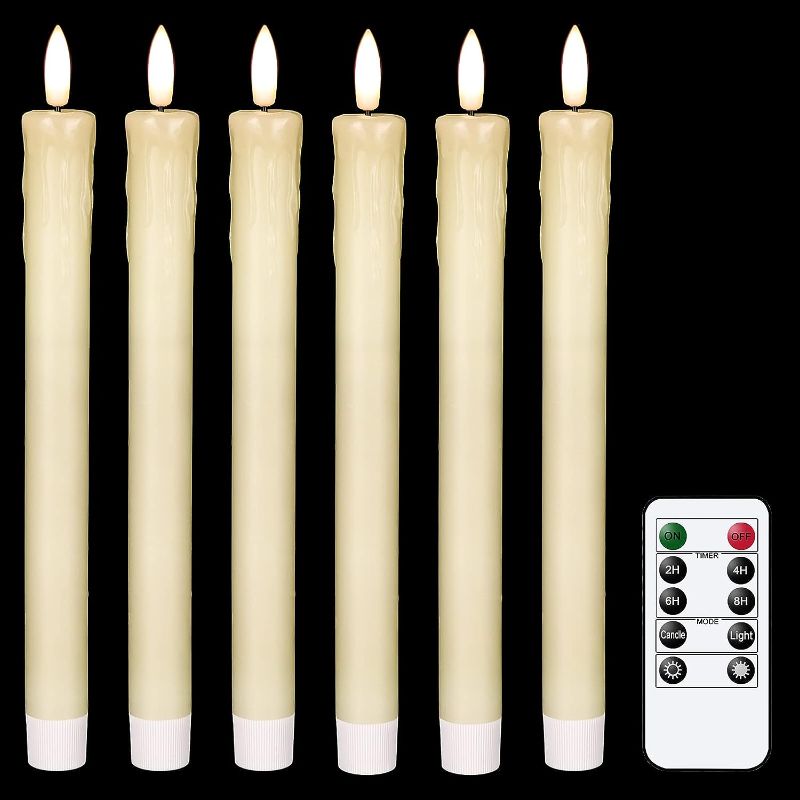 Drip Wax Flameless Taper Candles Flickering With Remote