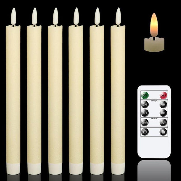 Flameless Taper Candles Flickering With Remote