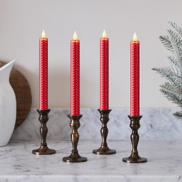 Honeycomb Flameless Taper Candles With Remote Timer