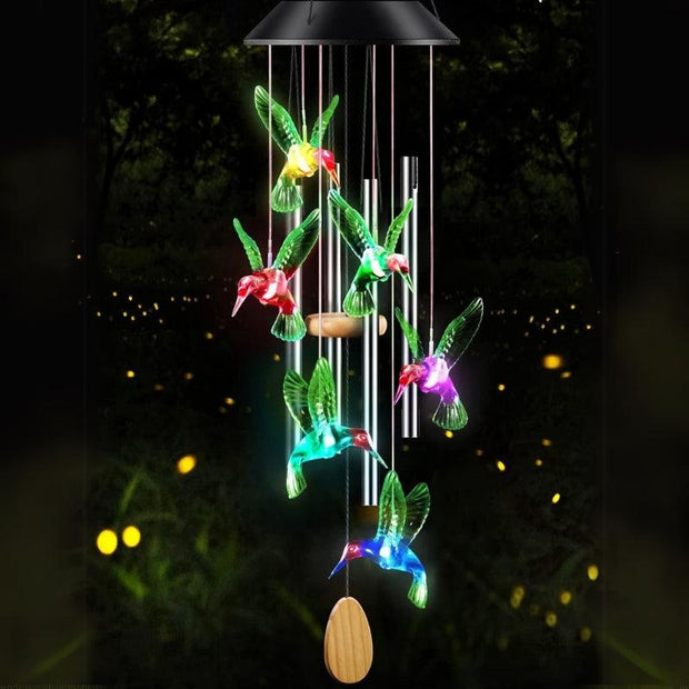 Outdoor Solar Wind Chime With Aluminum Tubes