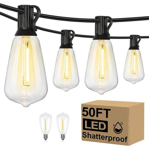 Outdoor String Lights Shatterproof – Vintage Edison Bulbs for Patio and Garden