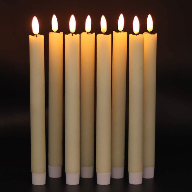 Pack Of 8 Flameless Flickering Taper Candles