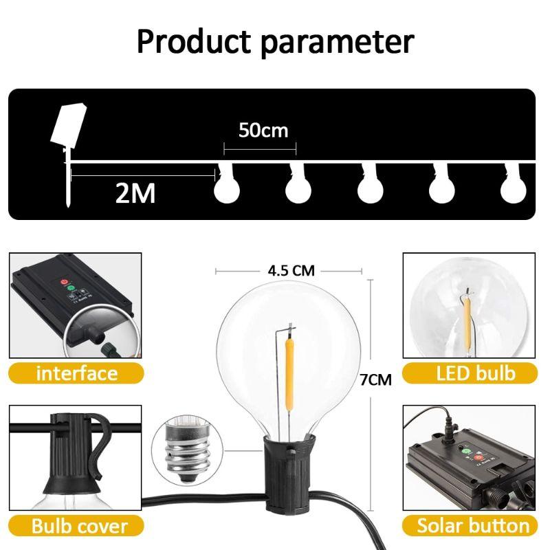 Solar String Lights Outdoor G40 - Durable LED Patio Lighting