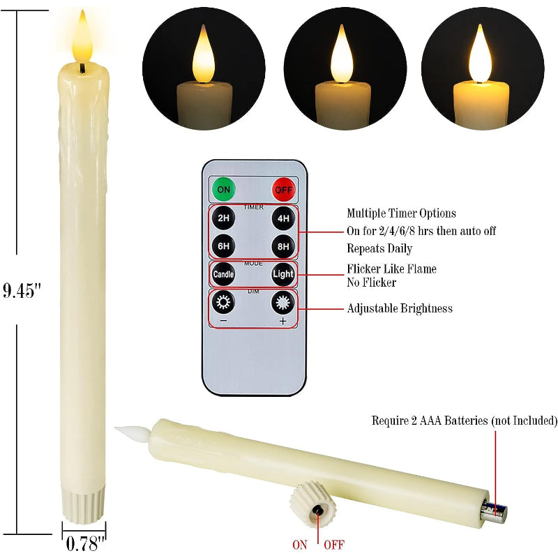 Taper Candles With Remote Timer