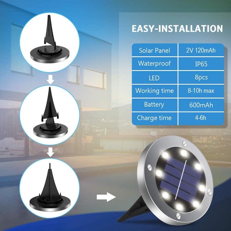 Solar Ground Lights, Waterproof Solar Garden Lights