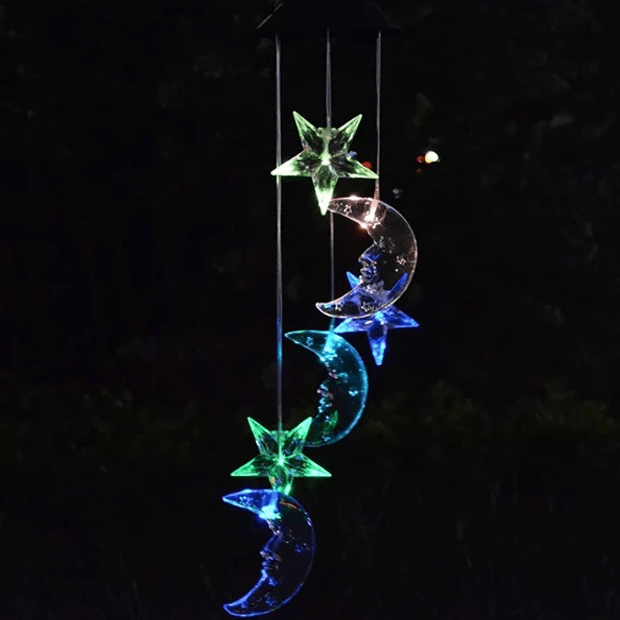 Moon and Star Solar Wind Chime