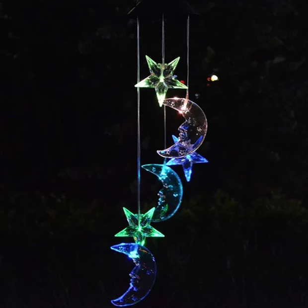 Moon and Star Solar Wind Chime